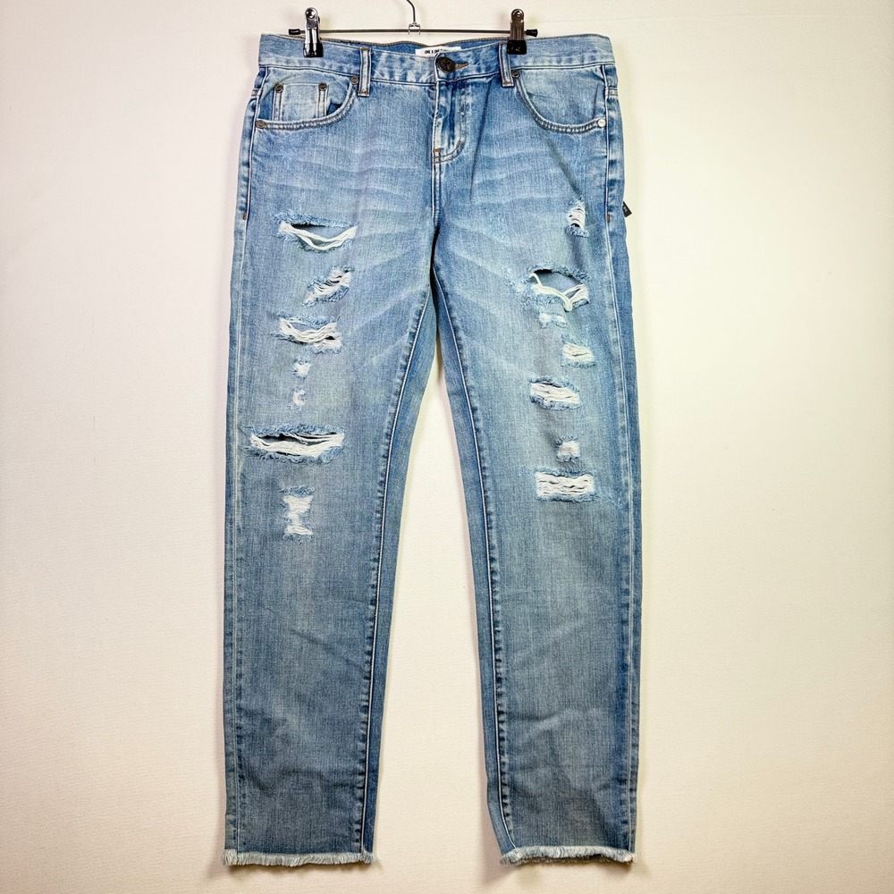 ONE TEASPOON‎ Blue Distressed Raw Hem Denim Jeans 29